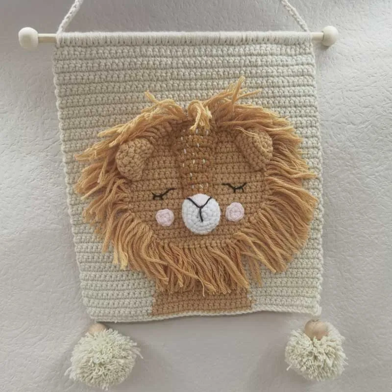 Handmade Cotton Decoration Wall Nordic Style Tassel Crochet Animal Tapestry Hand Woven Home Decor Boho Kids Room Decr