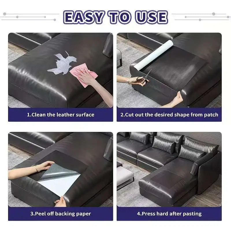50x138cm 자가 접착 PU 합성 가죽 수리 패치 세트 (자동차 시트, 사무실 의자, 가구용) 간편 사용 유지 관리 키트