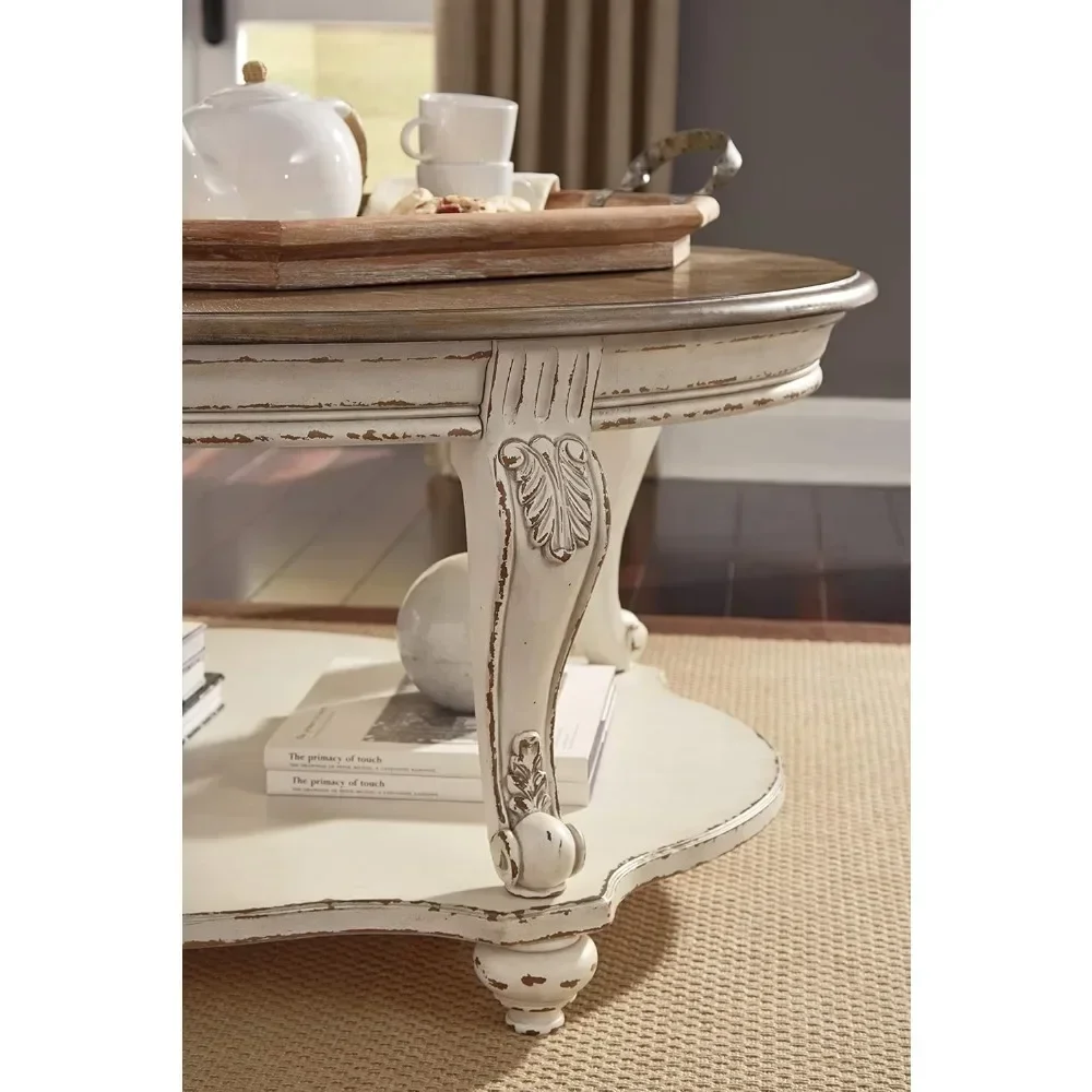 Signature Design by Ashley Realyn Casual Cottage Coffee Table, Antique White & Brown coffee tables mesas de centro para sala
