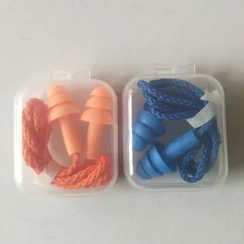 Silicone Corded Ear Plug Protector Anti Lost Reusable Hearing Protection Noise Reduction Safe Swimming Work Earplugs With Rope 1