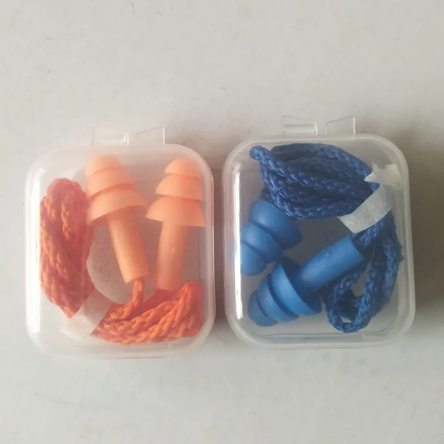 Silicone Corded Ear Plug Protector Anti Lost Reusable Hearing Protection Noise Reduction Safe Swimming Work Earplugs With Rope 1