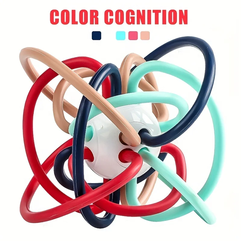 Baby Grasping Ball Toy Baby hand grasping ball baby Manhattan ball teeth glue rattle hand holding soft glue used to grasp and bite training puzzle