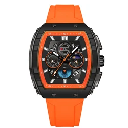 Luxury Outdoor Men's Quartz Chronograph Watch - Luminous, Waterproof with Silicone Strap (Orange)