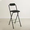 Bar Stool with Backrest, Leather Padded Counter Height Foldable Stool, Portable Folding High Seat Tall Bar Chairs for Home Cafe 2