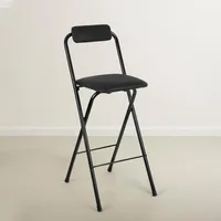 Bar Stool with Backrest, Leather Padded Counter Height Foldable Stool, Portable Folding High Seat Tall Bar Chairs for Home Cafe 2