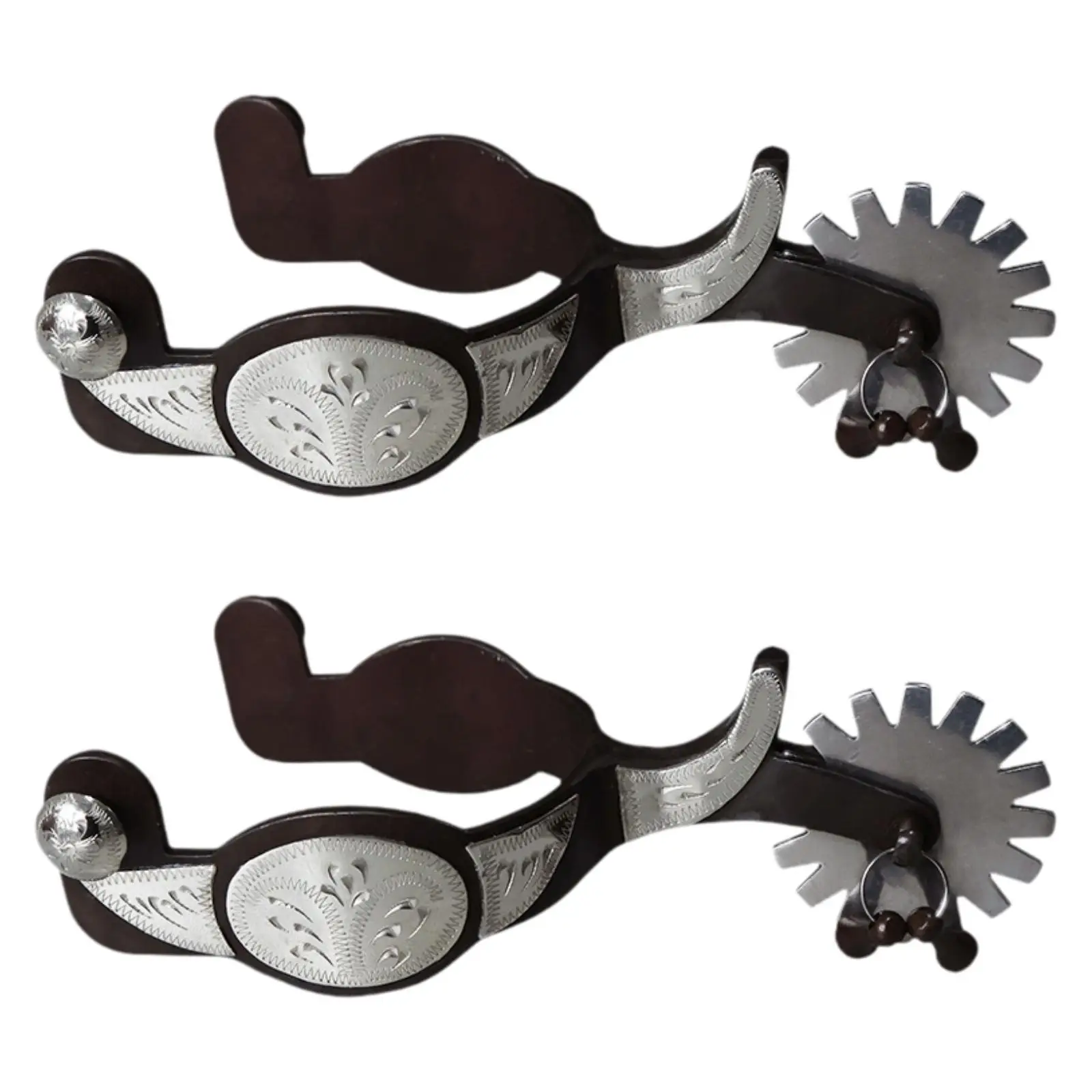 2 Pieces Western Cowboy Spur Horse Spur with Gear Decoration Carved Horse Boot Spur Retro Design for Competition Equestrian
