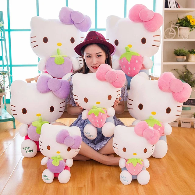 New Sanrio Kawaii Hello Kitty Plush Toys Pillow Doll Stuffed Animal  Children Plushies Home Decoration Peluche