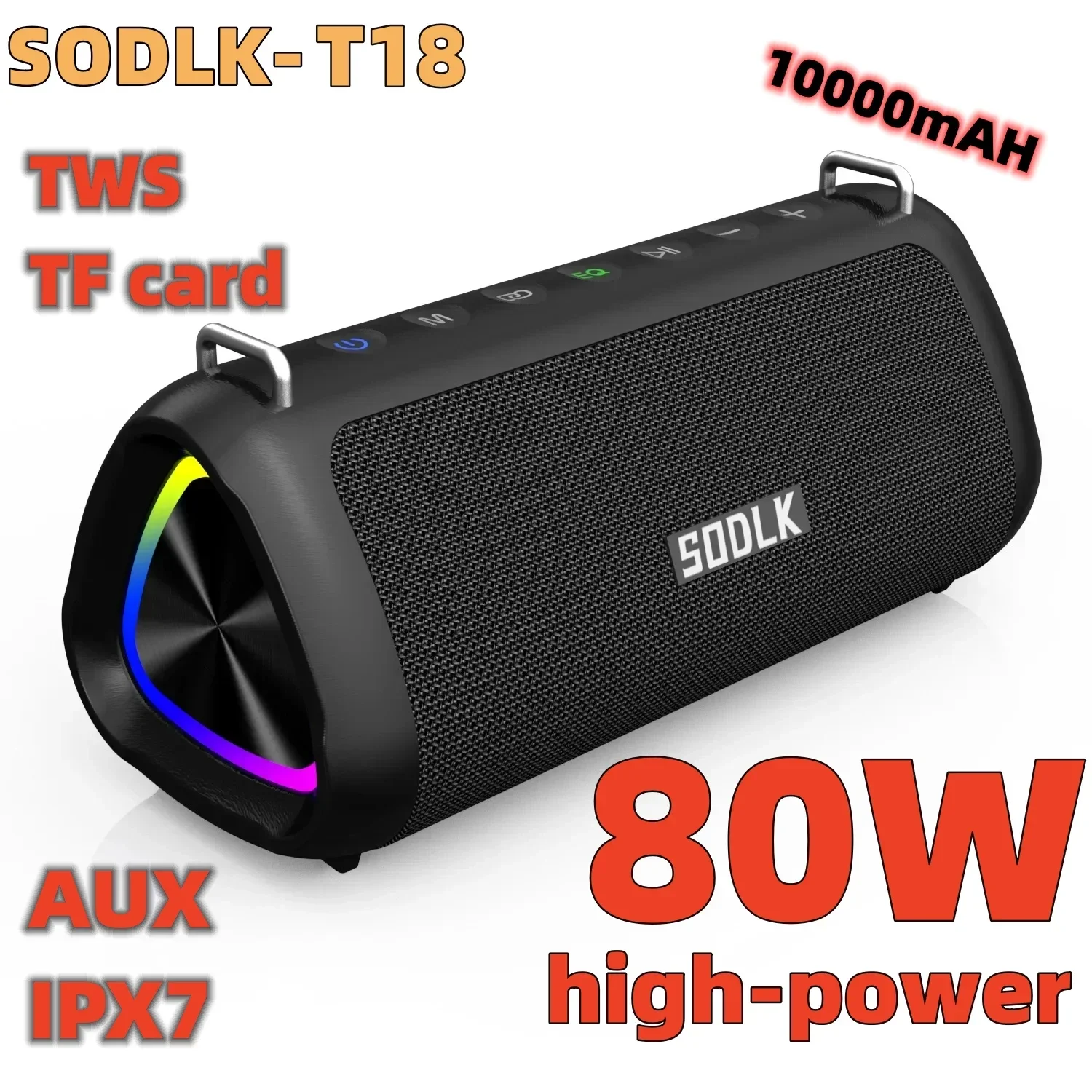 

SODLK T18 80W high-power portable waterproof KTV 3D surround sound subwoofer Bluetooth speaker TWS AUX Caixa de som Bluetooth