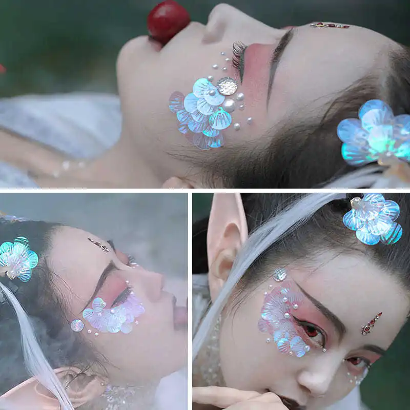 Cosplay Makeup Stuff Glitter Powder Eye Makeup Sequin Face Decoration Mermaid Flake Crystal DIY Paillette Glitter Shiny Masquerade