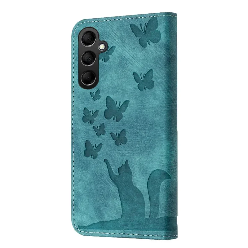 Фото Чехол-бумажник для S24 Etui Butterfly & Cat, кожаный чехол для Samsung Galaxy S24 + S23 FE S22 Ultra S21 Plus S24Plus №3