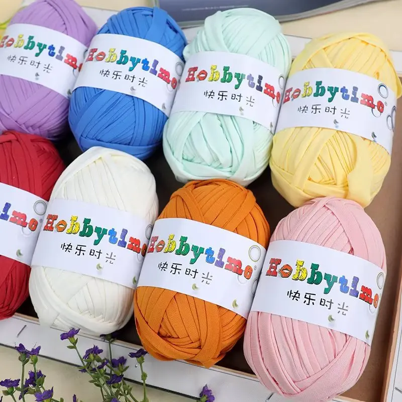 100g Thick Yarn Super Soft Colored Cloth Fabric Strip Yarn For Hand Knitting Woven Bag Carpet Basket DIY Hand-knitted Material 6