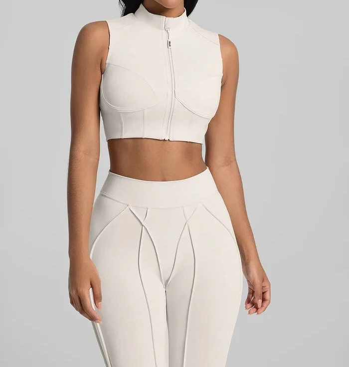 “Ayla” Zip Up Vest and Leggings Activewear Set