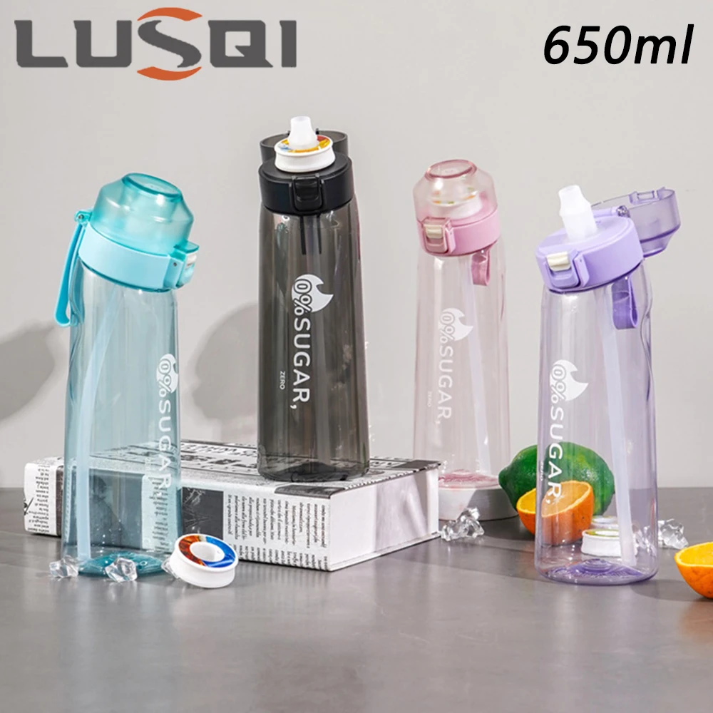 

1pc Scented Water Air Flavor Up 650ml Water Cup Outdoor Sports Fitness Water Bottle Fruit Flavor Water Bottle With Flavor Ring