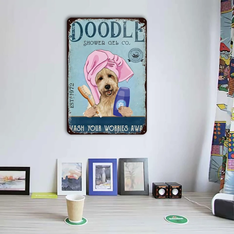 Dog Bath Soap Metal Tin Sign Vintage Rustic Wash Room Wall Decor