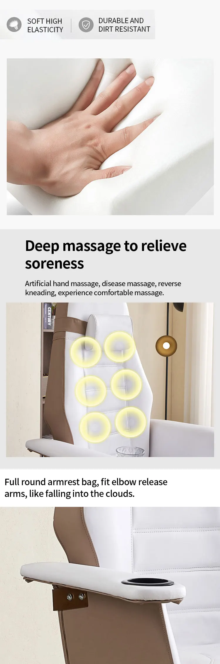 Description Picture 6 of itemElectric pedicure massage sofa Pedicure Foot wash Foot bath sofa stool Beauty shop Manicure Manicure chair can be rotated