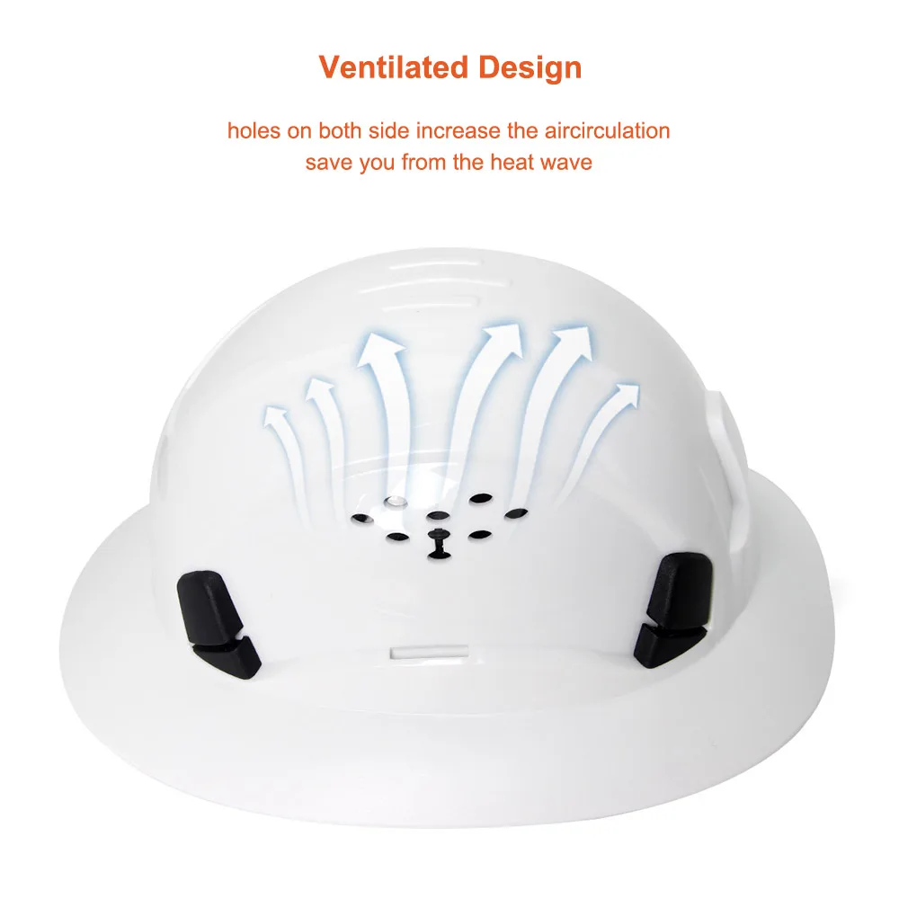 CE Full Brim Hard Hat Construction Engineer Safety Helmet 6 Point Suspension Industrial Breathable Work Cap ANSI Head Protection