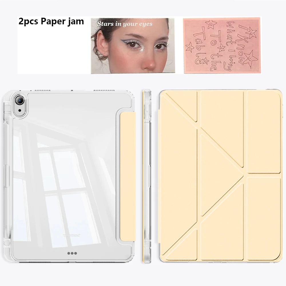 Ultimate iPad Case with Pencil Holder & Y-Fold Stand - Clear Hard Back & Shockproof Frame