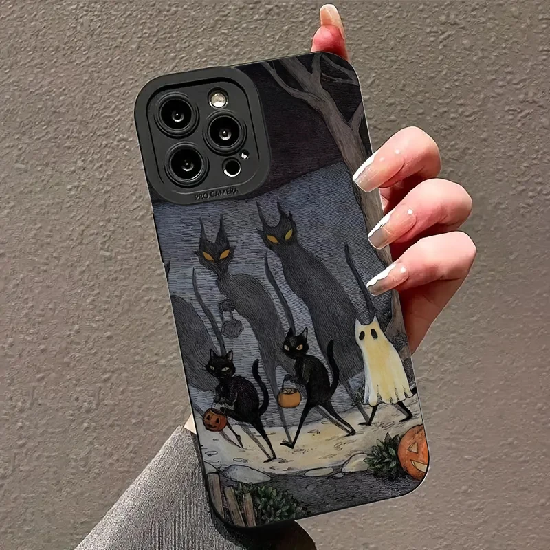 Cartoon Dunkle Lustige Monster-Katzen Handyhülle für Samsung Galaxy S26 A56 A55 A34 A54 A33 A53 S25 S24 Ultra S23 FE S22 S21 Plus Cover – Detail 4