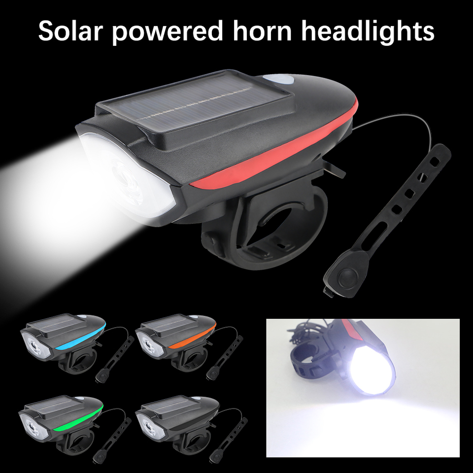 High Brightness For Bicycle Motorcycle Solar Bicycle Light Night Light with Horn Front Searchlight Bike Electric Bell