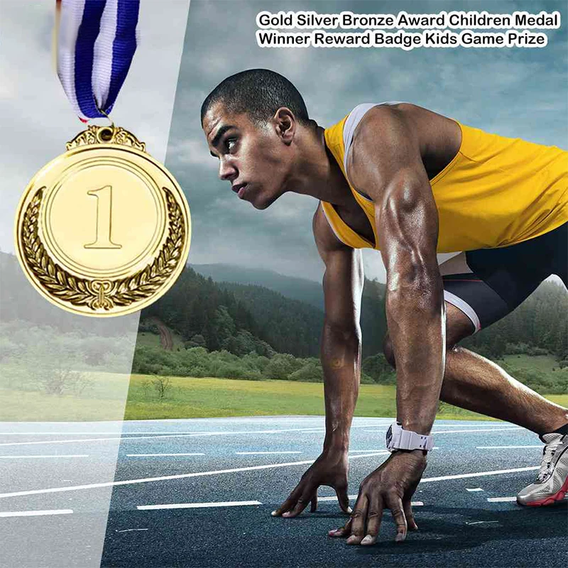 

Metal Award Medals With Neck Ribbon Gold Silver Bronze Style For Sports Academics or Any Competition Diameter 5cm