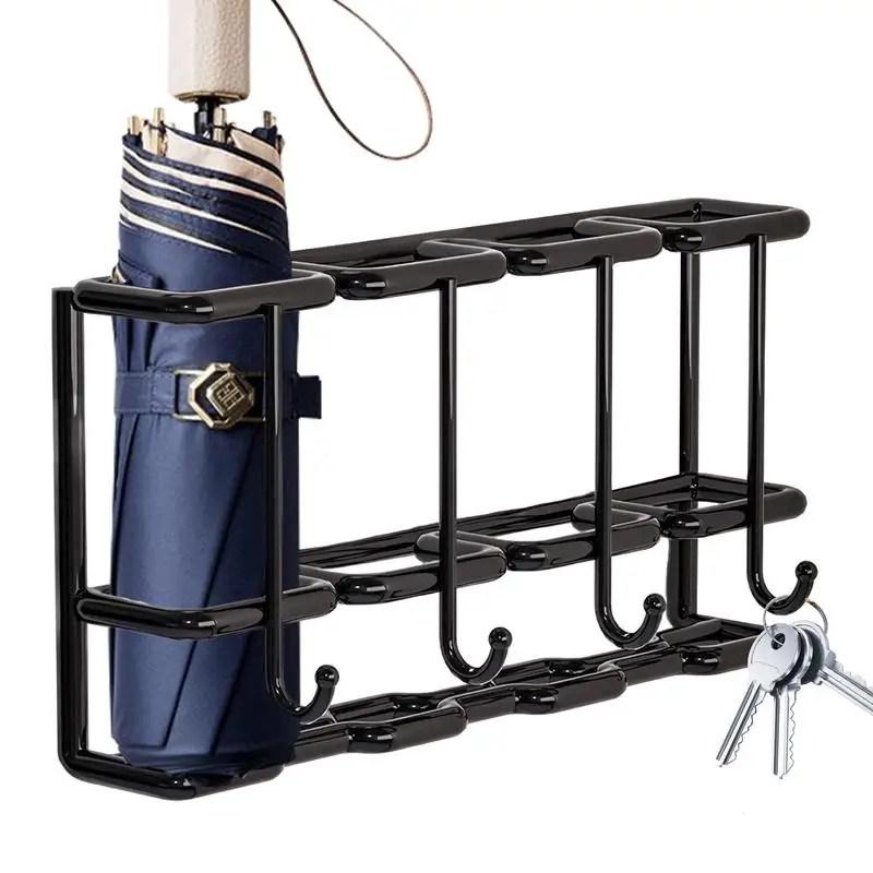 Metal Umbrella Storage Rack Wall-mounted Bag Key Storage Holder Drying Large Capacity Umbrella Holder Entryway