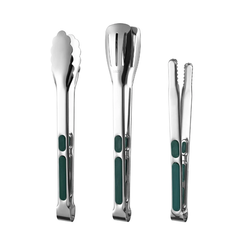 Food tongs 7/9/12 Inch Non-Slip Food Tongs Stainless Steel BBQ Meat Clip Bread Salad Serving Tong Grill et Clamp Kitchen Cooking Tools
