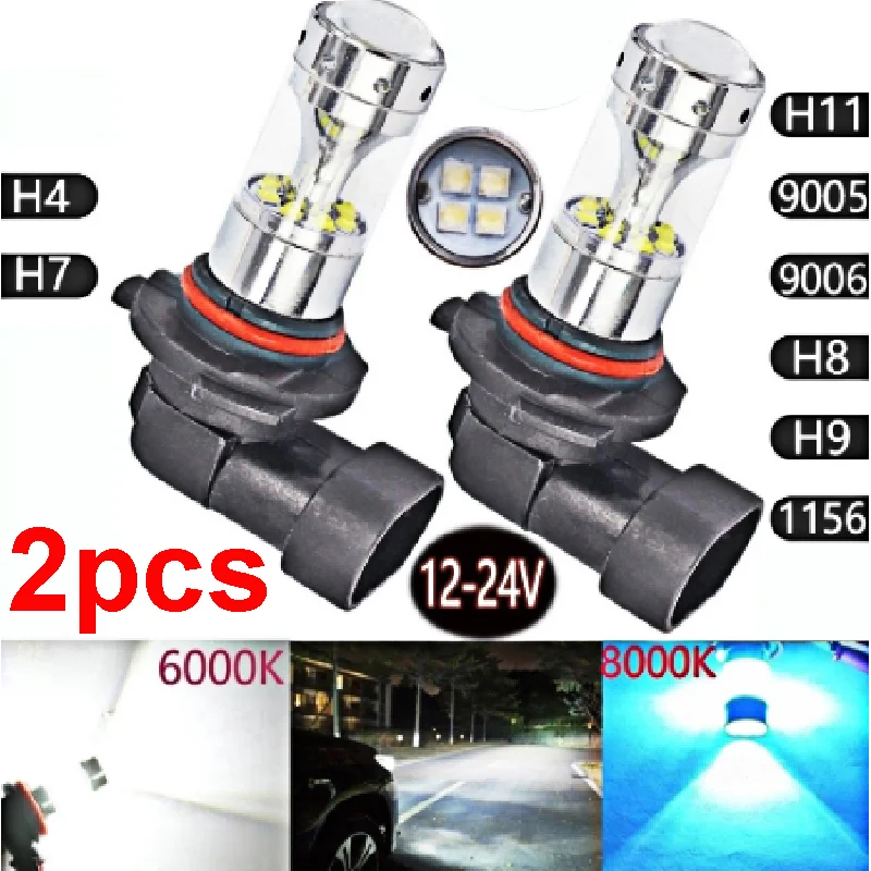 2pcs100WAutoFogLightH4H7H1190059006H1H8CarLight6000K