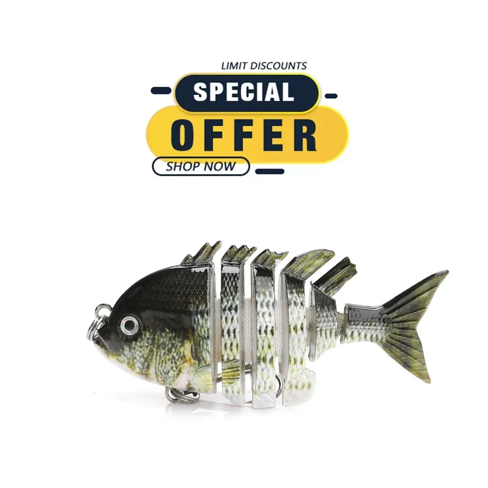 

TREHOOK 6cm 4g Multi Jointed Fish Body Fishing Lures Tilapia Shape 3D Simulation Eyes Hard Baits