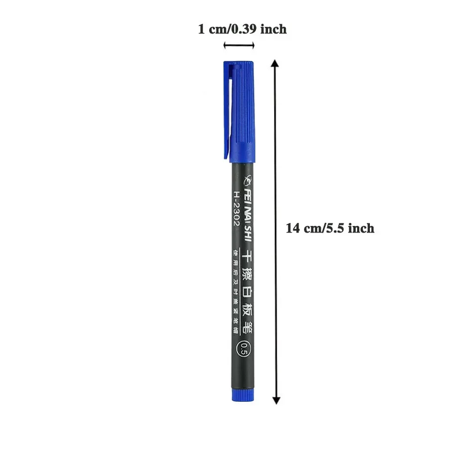 6 Pcs Erasable Whiteboard Pen 0.5/1.0mm Fine Point Black/Blue/Red Ink Blackboard Marker School Office Art Writing Stationery - 2