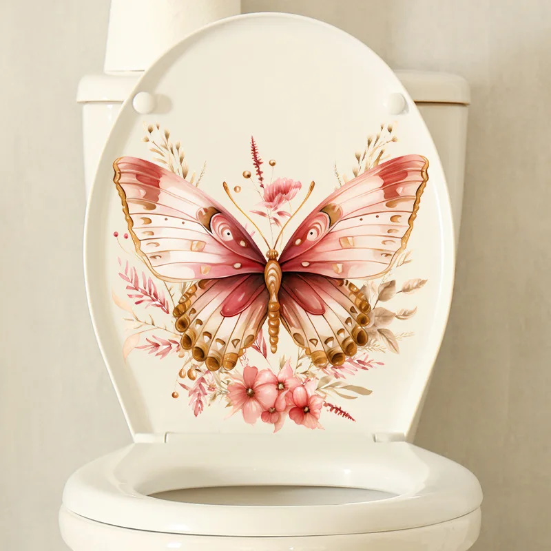 Butterfly Toilet Stickers Wall Stickers Toilet Lid Wc Refrigerator Home Decoration Door Sticker Bathroom Accessories