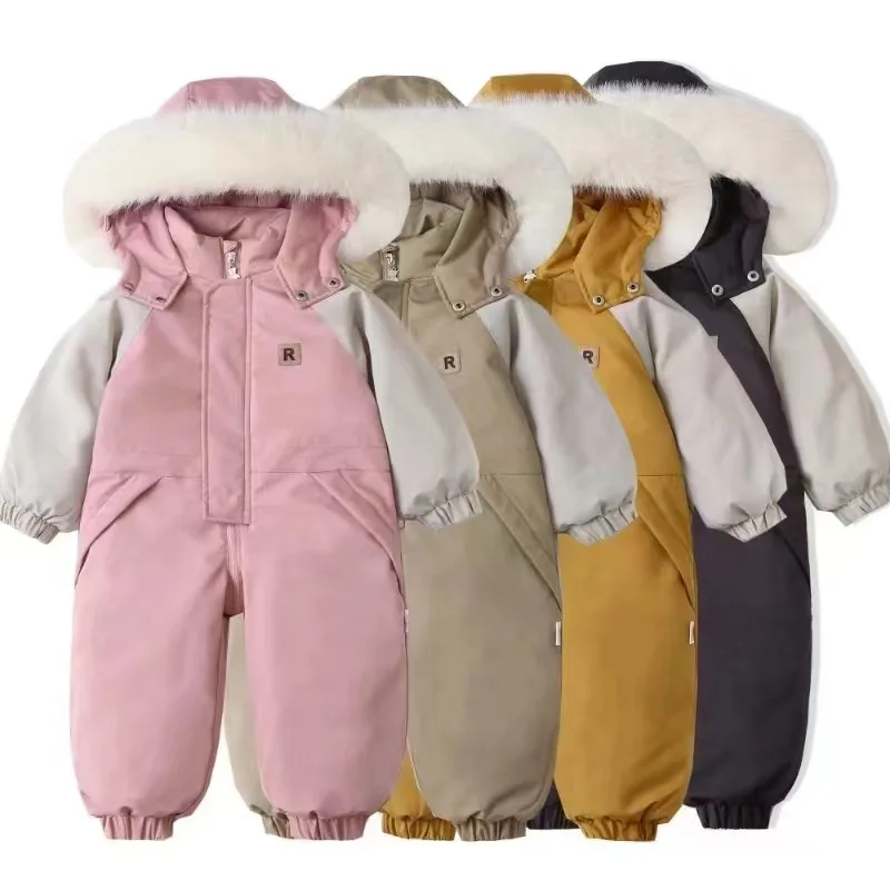 Baby Winter Ski Suit Thicken Baby Jumpsuit New Fashion Children Clothing Set Waterproof Kids Girls Snowsuit Warm Boys Overalls