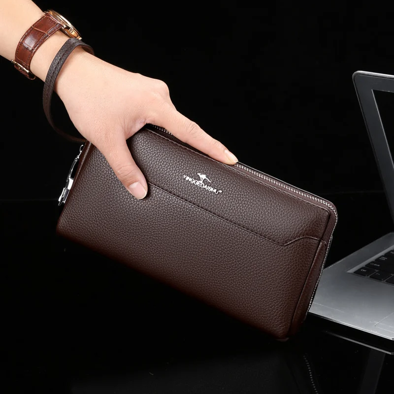 

Men's Handheld Bag Password Lock Business Leisure PU Leather Tidal Soft Long Wallet Men