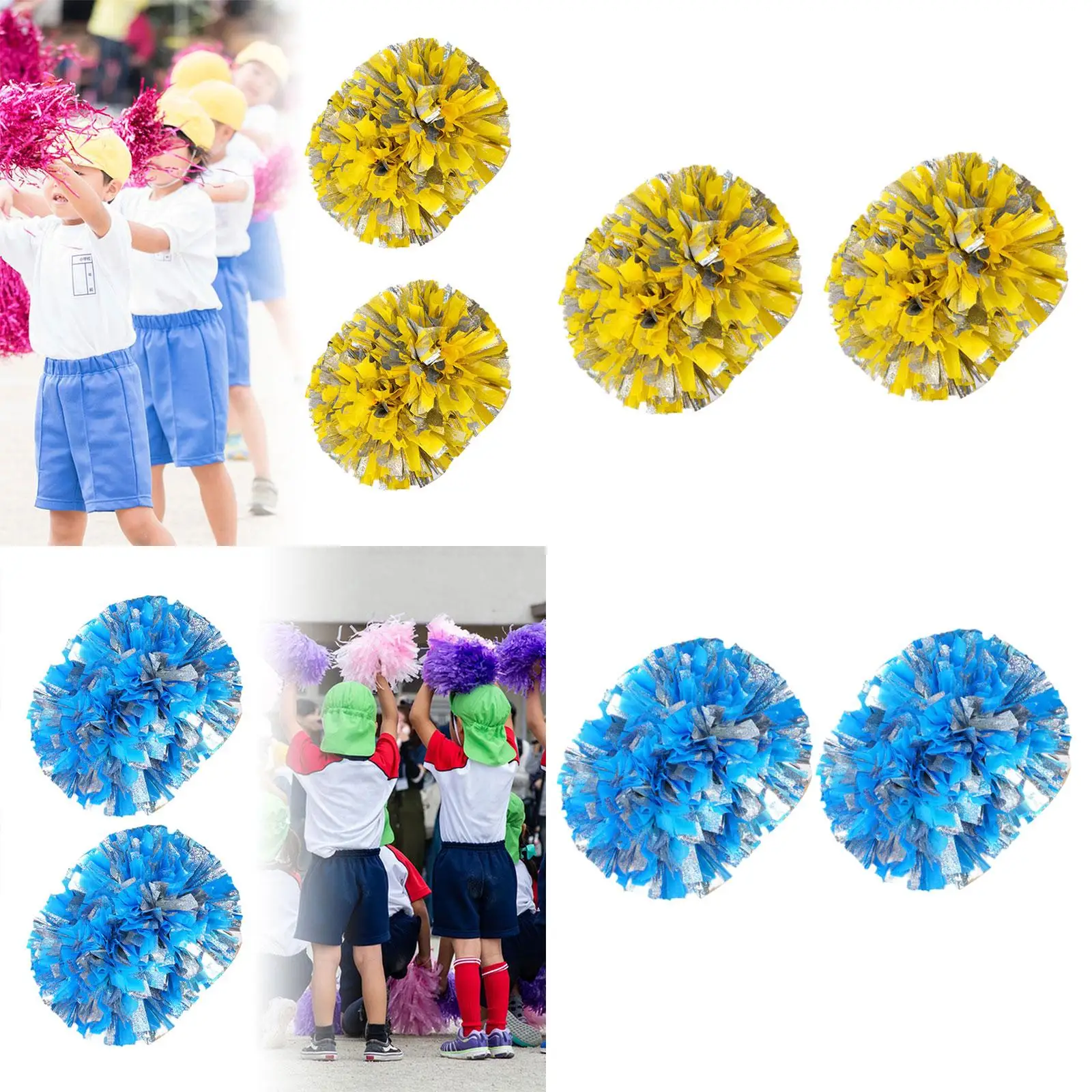 2x Cheerleading Pom Poms Cheering Squad pompoms for Dance Sports Competition