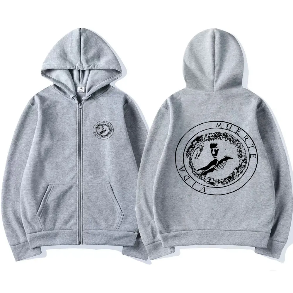 Canserbero Vida All We Need Is Love Print Zipper Hoodie Male Vintage Hip Hop Zip Up Jacket Men Gothic Rock Oversized Sweatshirt