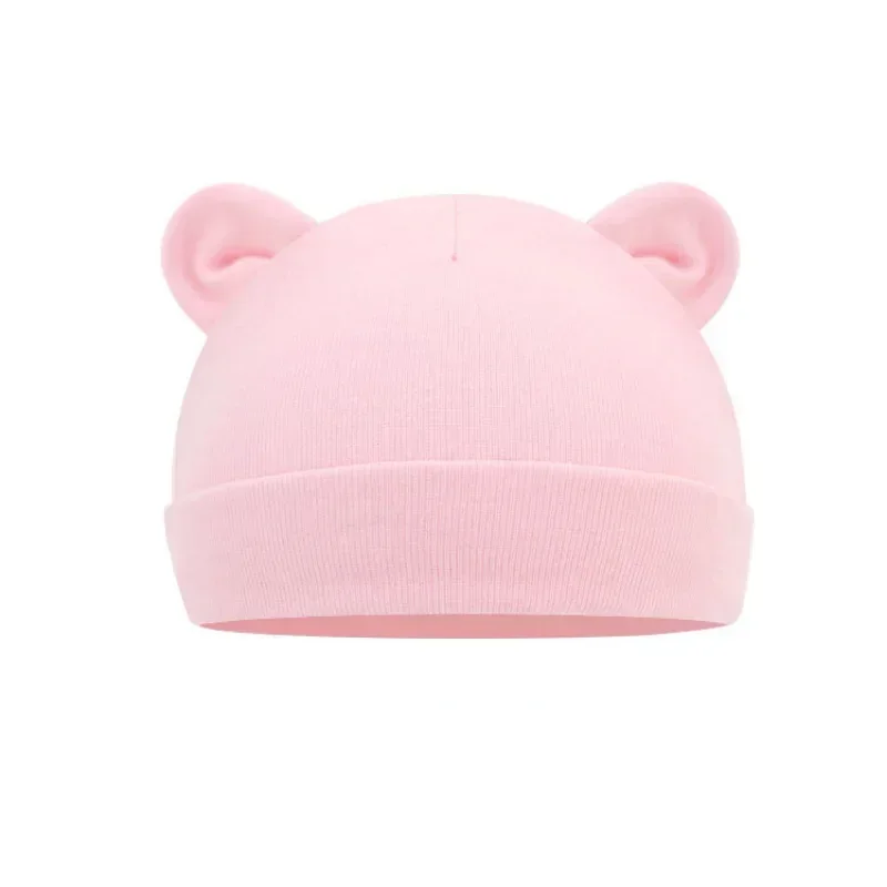 Autumn Winter Baby Hat Comfortable Solid Color Hats Cute Ear Shape Cotton Cap Newborn Photography Props 0 -1 Infant Bonnet