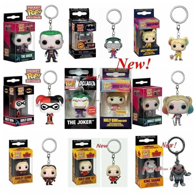 FUNKO Pocket New Suicide Squad The Joker Harley Quinn Pocket Pop Llavero Figura de acción de vinilo Colección Modelo Juguetes para niños