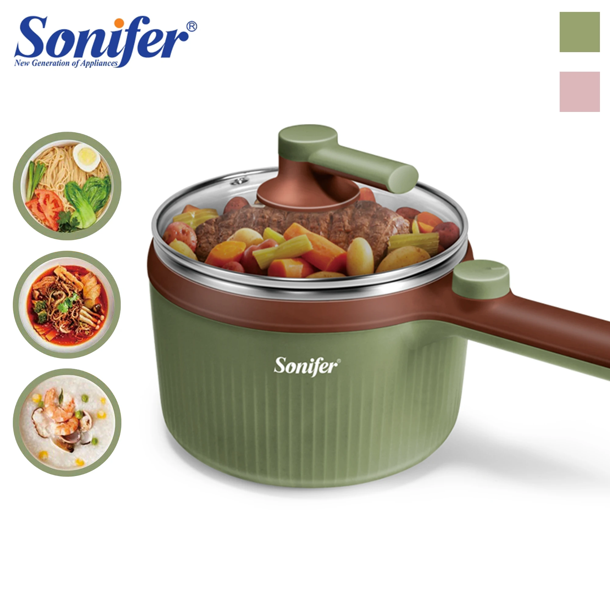 Multifunctional Electric Cooker Portable Skillet Household Steamer Folding Hot Pot Smart Rice Cooker Ceramic Coating Sonifer