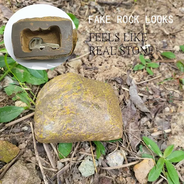 Simulated Rock Key Safe Hidden Storage Compartment Box Fake Rock Sight Diversion Hidden Stash Safe For Home RV Spare Keys Safe 1