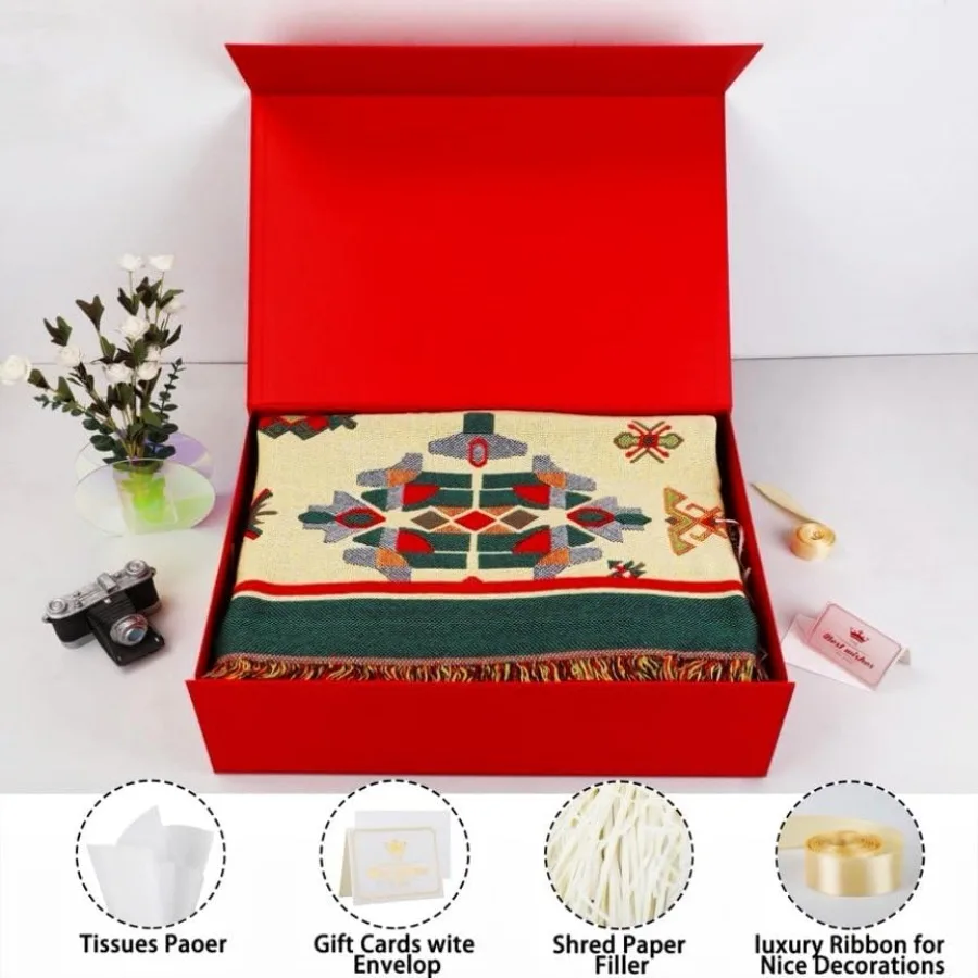 3 Pack Extra Large Red Gift Box 20x16x7 inch Luxury Gift Box for Presents with Magnetic Closure Lid Collapsible Ideal for Birth