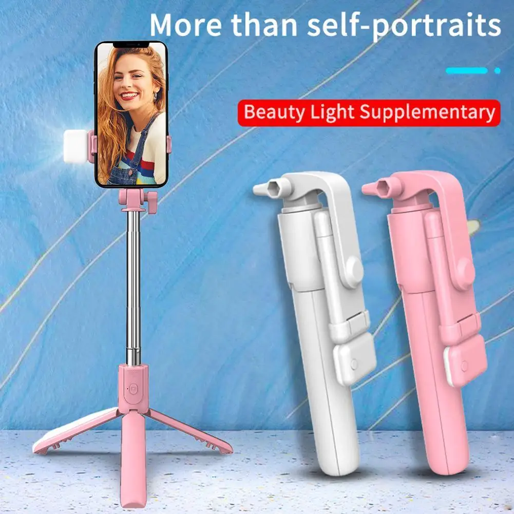 Bluetooth-compatible Selfie Stick Mini Tripod with Fill Light Remote Phone Stand