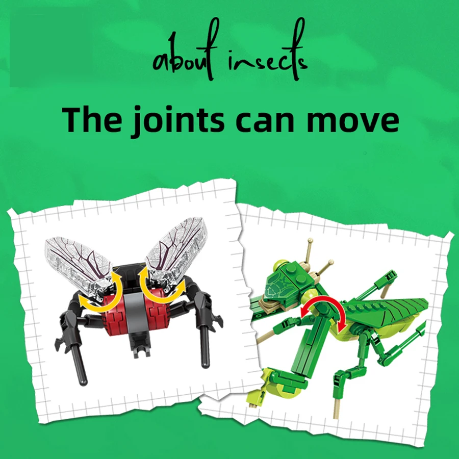 Insect Building Block Assembly Toy, Praying Mantis, Bee, Forest Animal Assembly Model, CHILDREN'S Birthday Gift, Boys and Girls 5