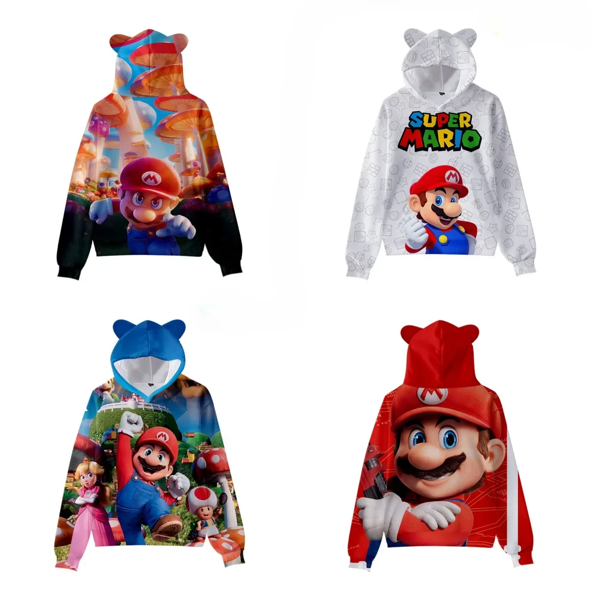 

Game Super Mario Cat Ears Pullover Hooded Hooded Sweater for Men and Women of The Same Style Student Cute Long-sleeved Sweater