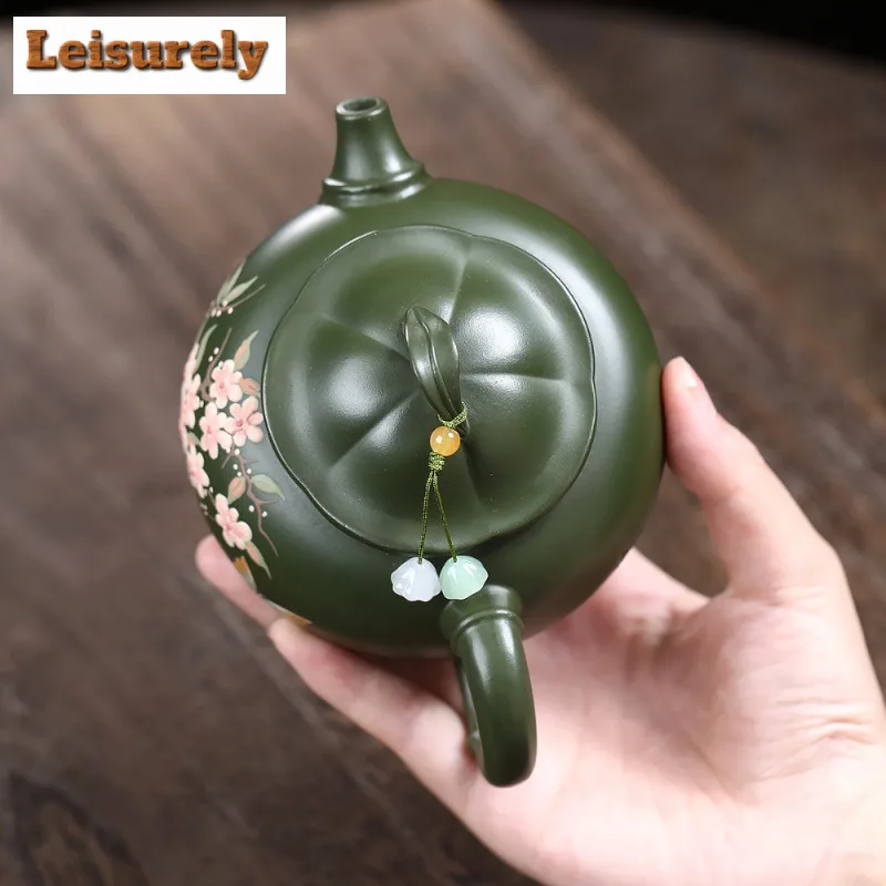 350ml Luxury Yixing Purple Clay Teapots Famous Artists Handmade Butterfly Flower Pot Raw Ore Green Mud Kettle Zisha Tea Set Gift