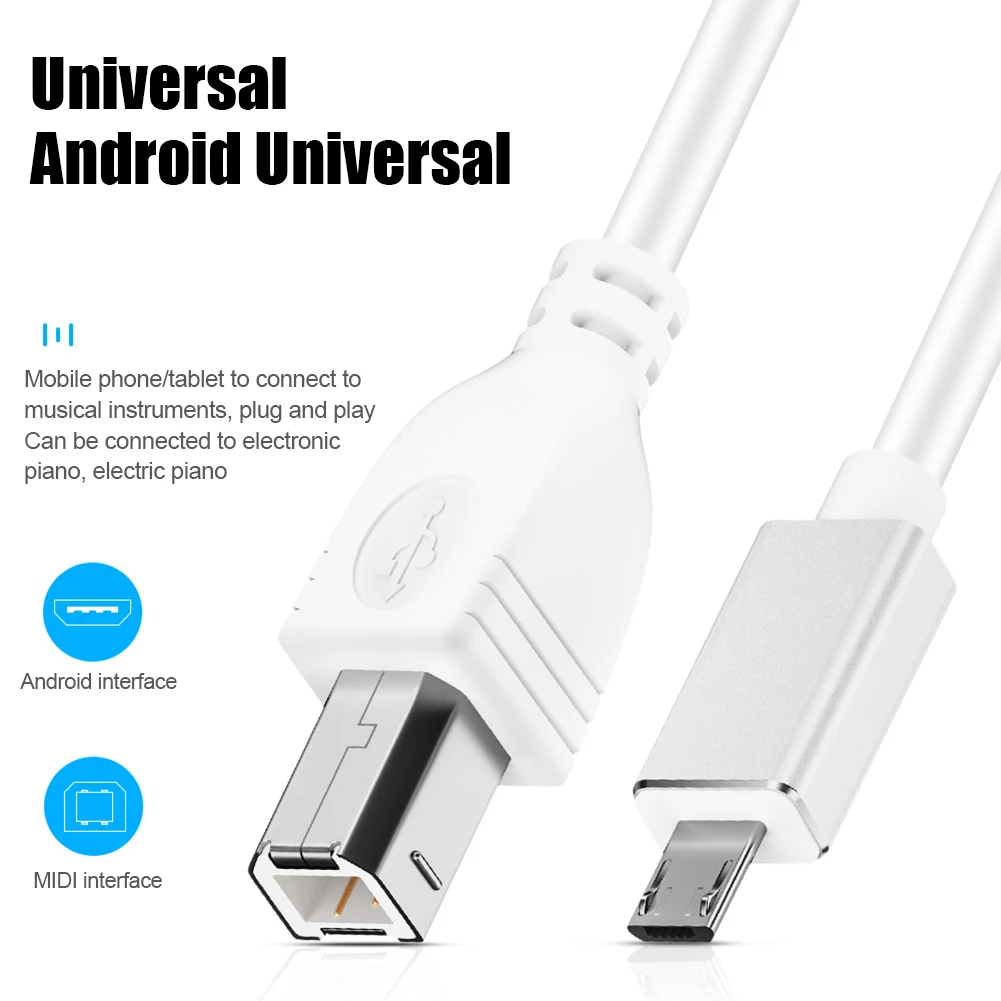 Cable de interfaz MIDI para instrumento de música electrónico, Cable USB Micro/Tipo C a USB B
