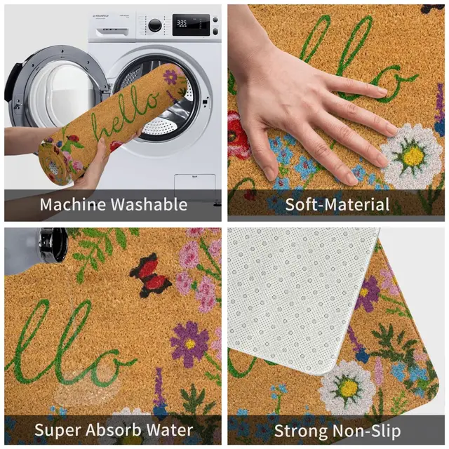 Hello Letter Deartter Fürdőszoba Nyomtatott Polieste Szőnyeg Konyha Otthoni Folyosó Dekoráció Padlószőnyeg Ajtó - Image 4