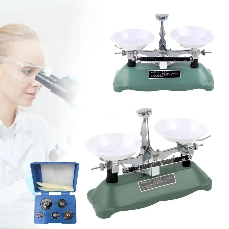 

Mechanical Lab Tray Scale with Weights Scale Physics Laboratory Teaching Tool Double Pan Scale Dropship