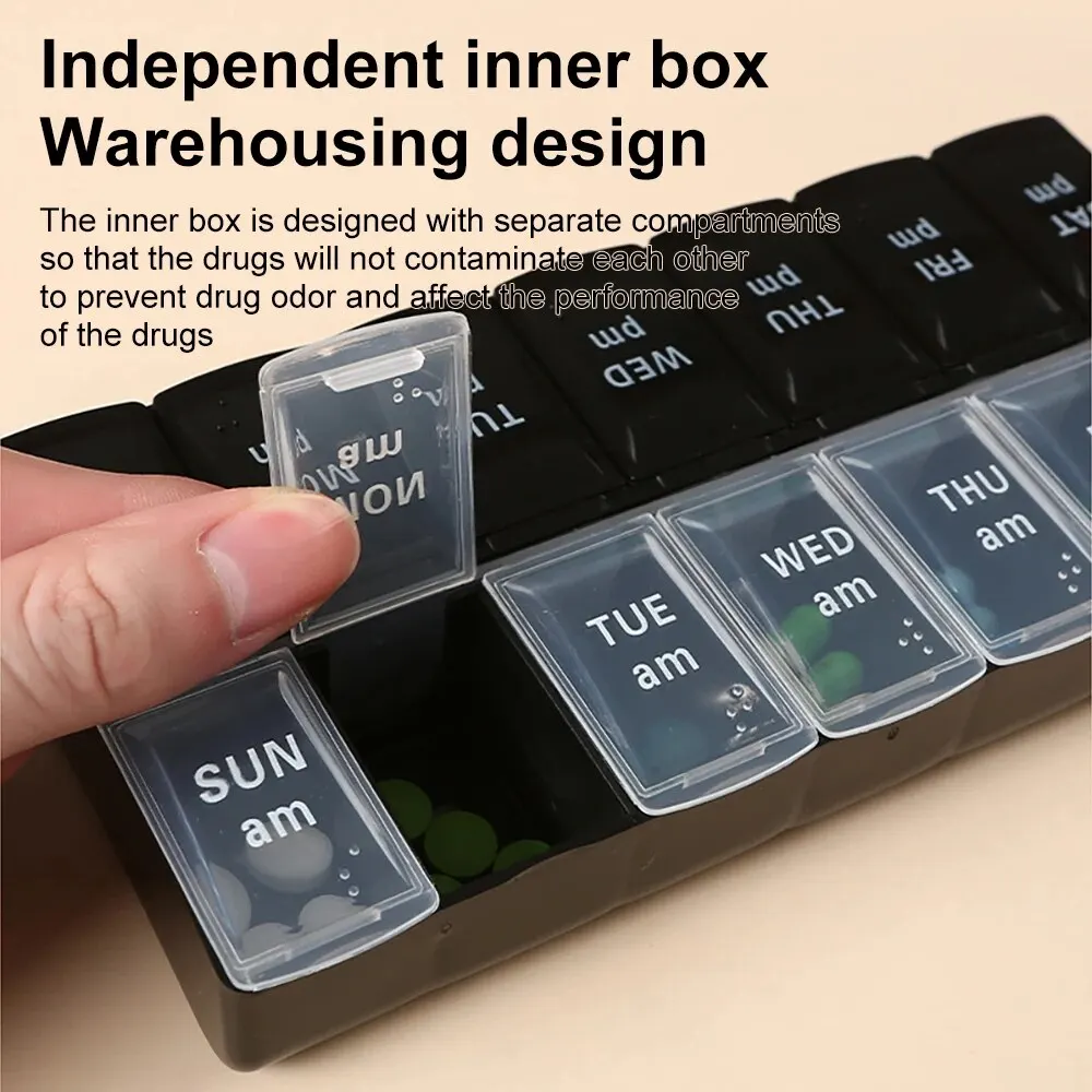 Pill Organizer 14 Grids Pills Container Storage Tablets Vitamins Medicine Fish Oils New Weekly Portable Travel Pill Cases Box 7 Days Organizer
