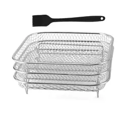 Universal Stackable Air Fryer Baking and Skewer Rack Set (Square 3pcs)