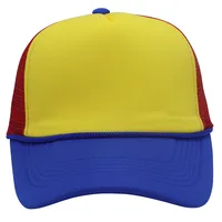 Outdoor 5-Panel Breathable Mesh Baseball Cap Custom Logo Color Block Trucker Hat with Rope Blank Trucker Cap 2