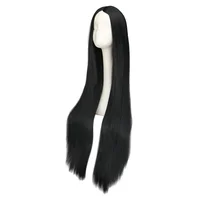 Perruque Synthétique Longue Noire de 100cm/40 ans, Cheveux Lisses, Degré de Chaleur, Costume de Carnaval d'Halloween, Cosplay 3